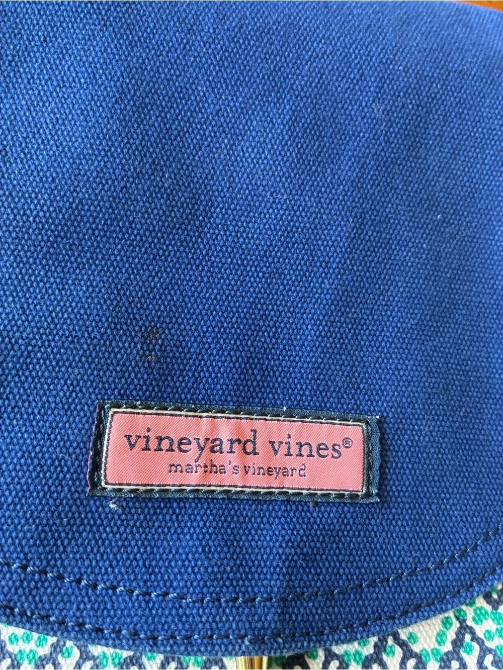 Vineyard Vines Blue, Teal & White Patterned Canvas Backpack